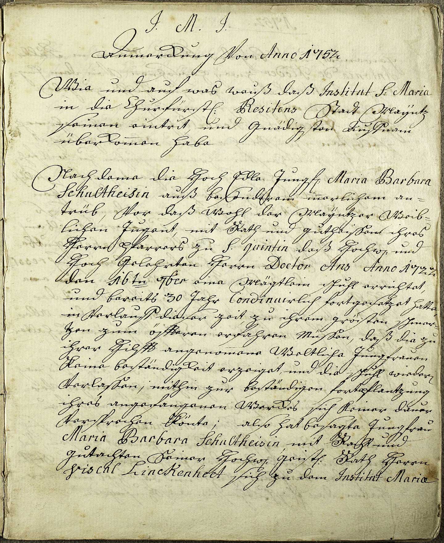 Maria Aloysia Hauck, Chronik. Kurze Geschichte des Englischen Fräulein Instituts (1752-1791)