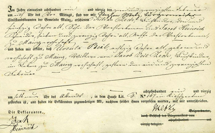 Sterbeeintrag Maria Ursula Thekla Zech