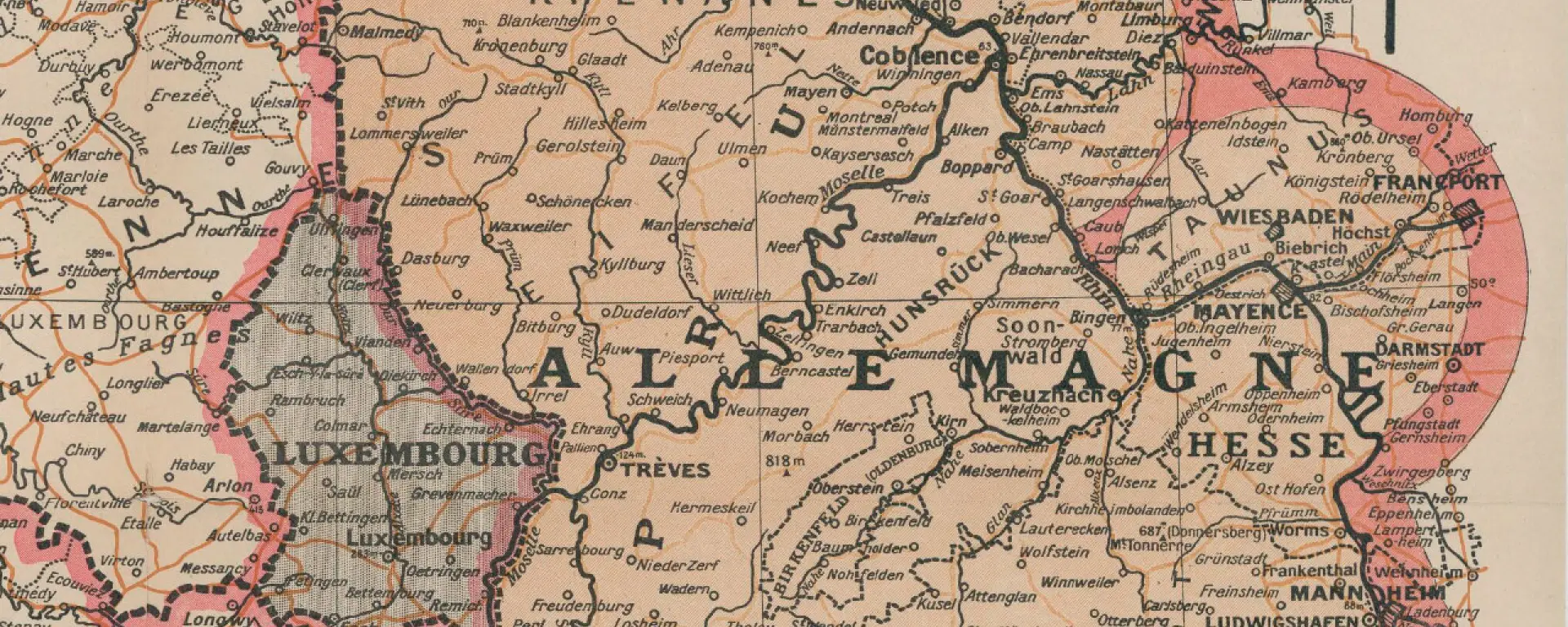 Karte der Besatzungszone und des Mainzer Brückenkopfs