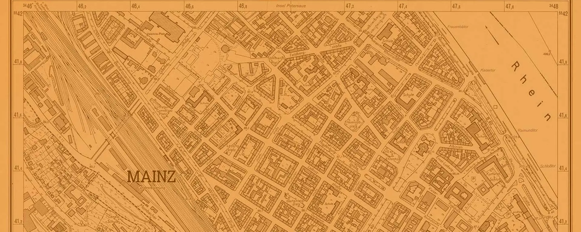 Image matching this topic Deutsche Grundkarte 1 : 5000 Mainz, Landesvermessungsamt Rheinland-Pfalz, 1962/1992 (Ausschnitt)
