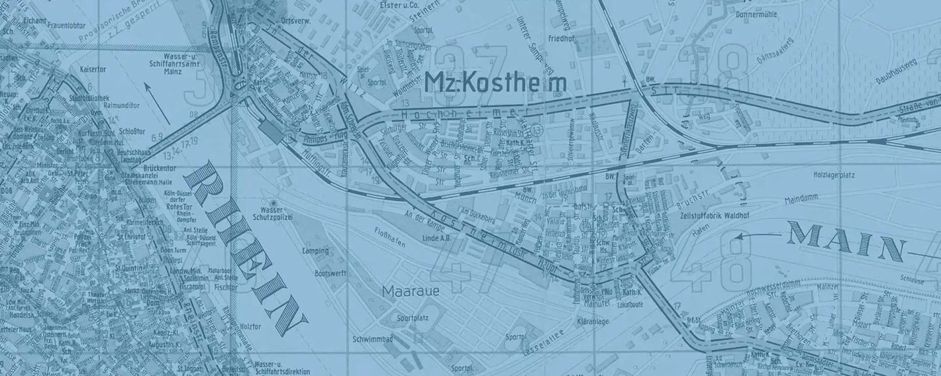 Image matching this topic Wilhelm Stollfuß Verlag, Stadtplan Mainz, ca. 1953-1963 (Ausschnitt)