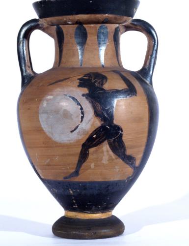 Amphore mit Abbildung eines Kriegers mit Speer und Schild