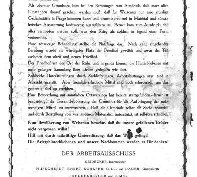 Spendenaufruf, ca. 1925