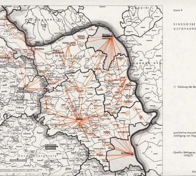 Ekkehard Hein, Karte 9: Einzugsbereiche der Autofahrschulen, 1974