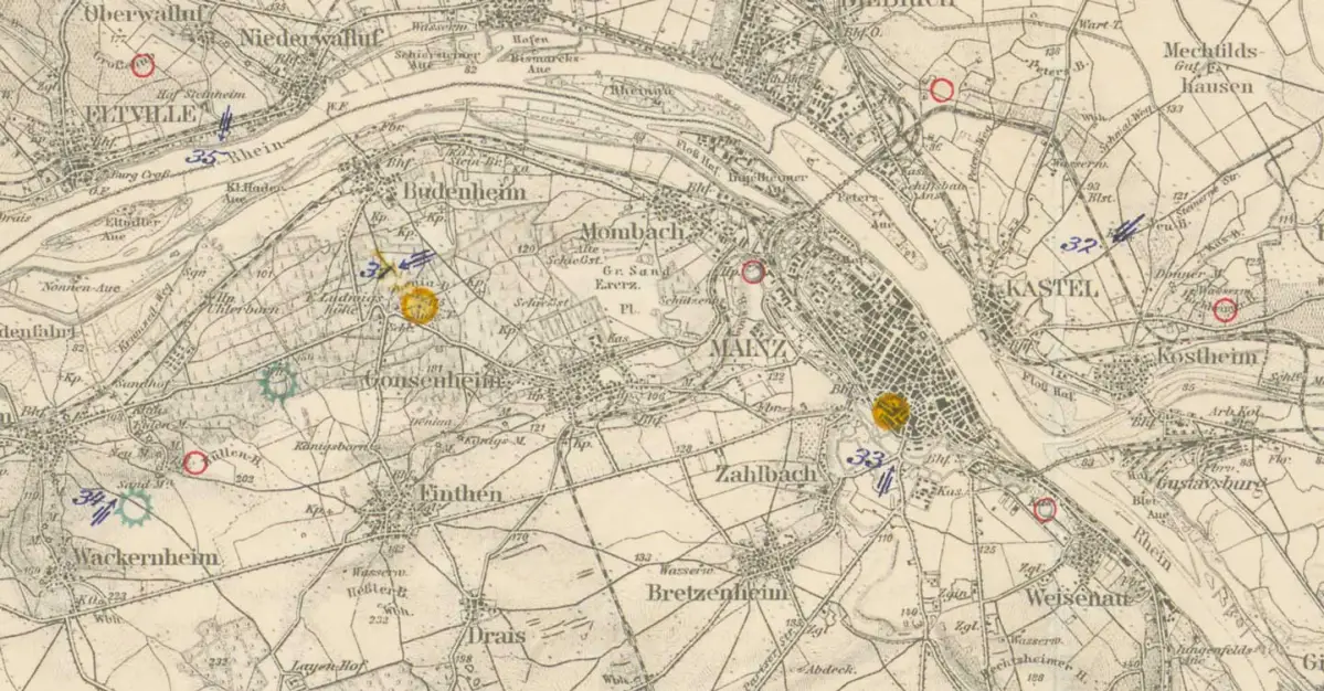 Karten von der Fortifikation Mainz 1914-1918