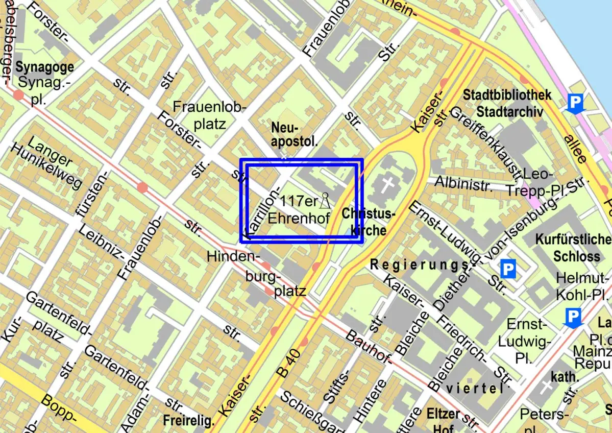 Kartenausschnitt mit Denkmal