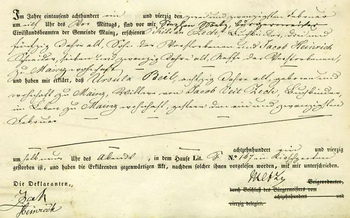Sterbeeintrag Maria Ursula Thekla Zech