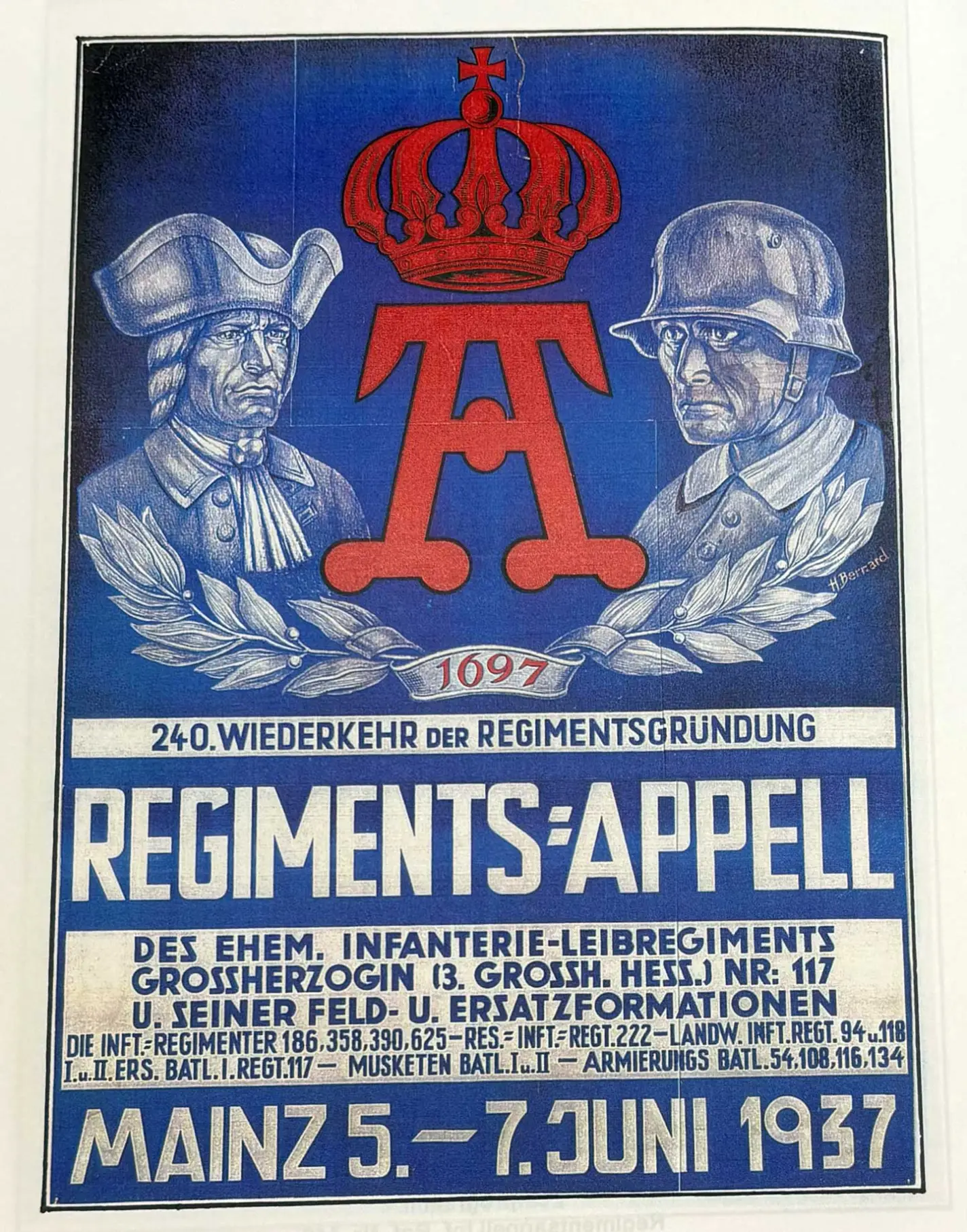 Werbeplakat für den Regimentsappell im Jahr 1937