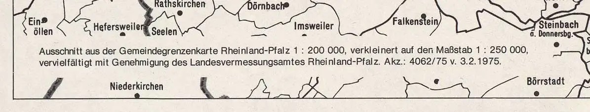 Ekkehard Hein, Karte 1: Zentrale Orte und Nahbereiche, 1974, Ausschnitt