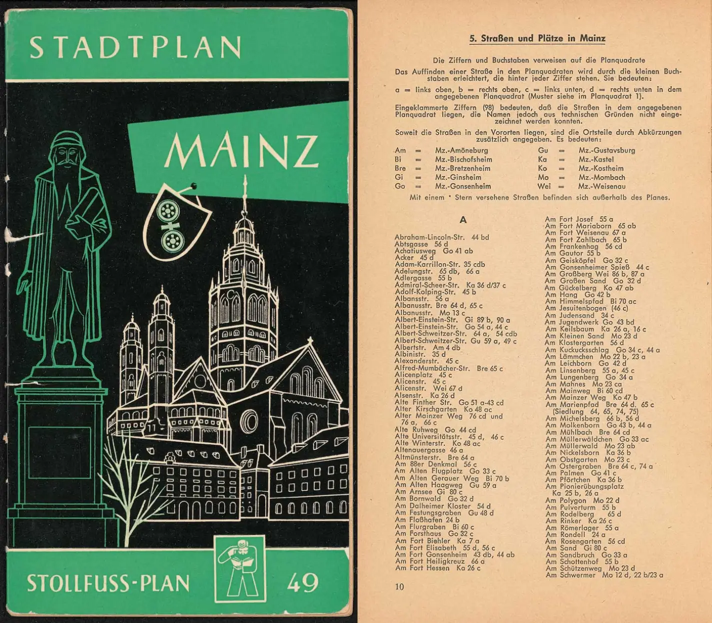 Wilhelm Stollfuß Verlag, Stadtplan Mainz, ca. 1953-1963