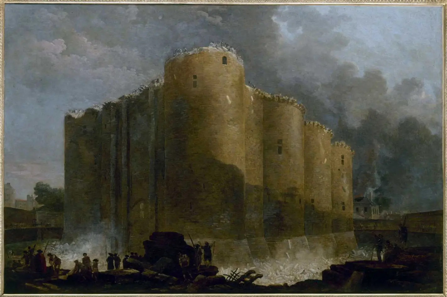 Die Bastille in den ersten Tagen ihrer Zerstörung. Ölgemälde von Hubert Robert