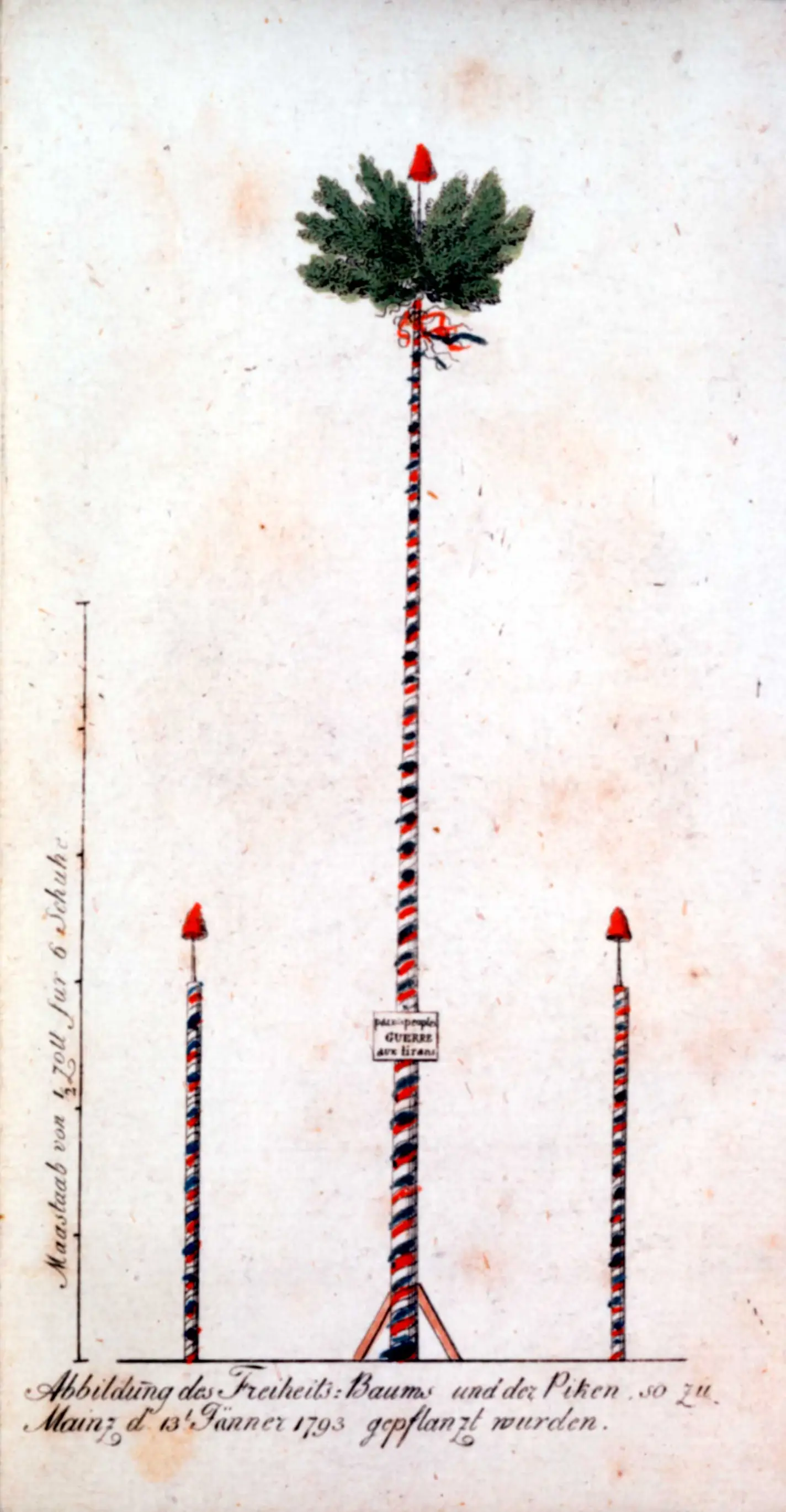 Der Freiheitsbaum und die Piken, die am 13. Januar 1793 gepflanzt wurden