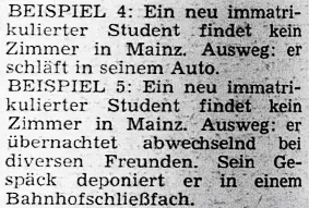 Anzeige für Wohnalternativen von Studierenden 1973