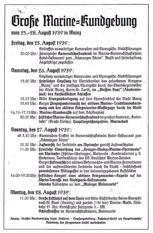 Die Festschrift zur Einweihung des Denkmals berichtete von dem geplanten Ablauf der Feierlichkeiten