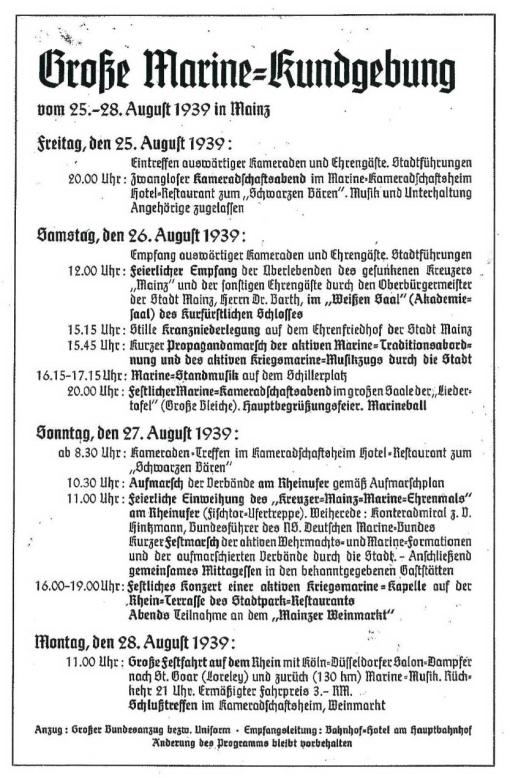 Die Festschrift zur Einweihung des Denkmals berichtete von dem geplanten Ablauf der Feierlichkeiten