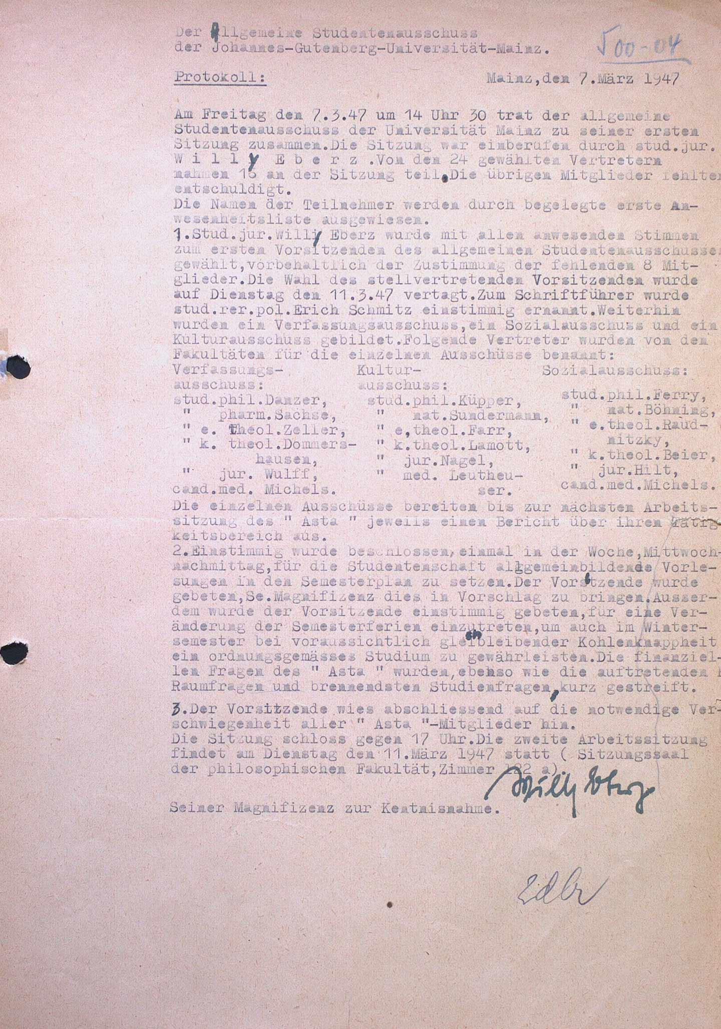 Erstes Astaprotokoll an der JGU