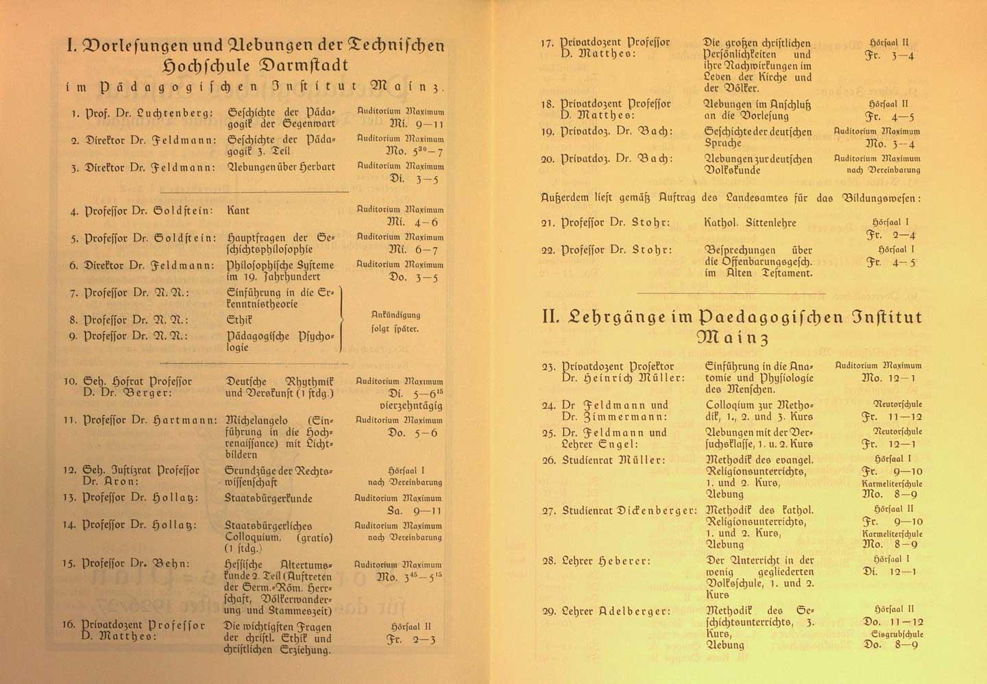 Vorlesungsverzeichnis Pädagogisches Institut